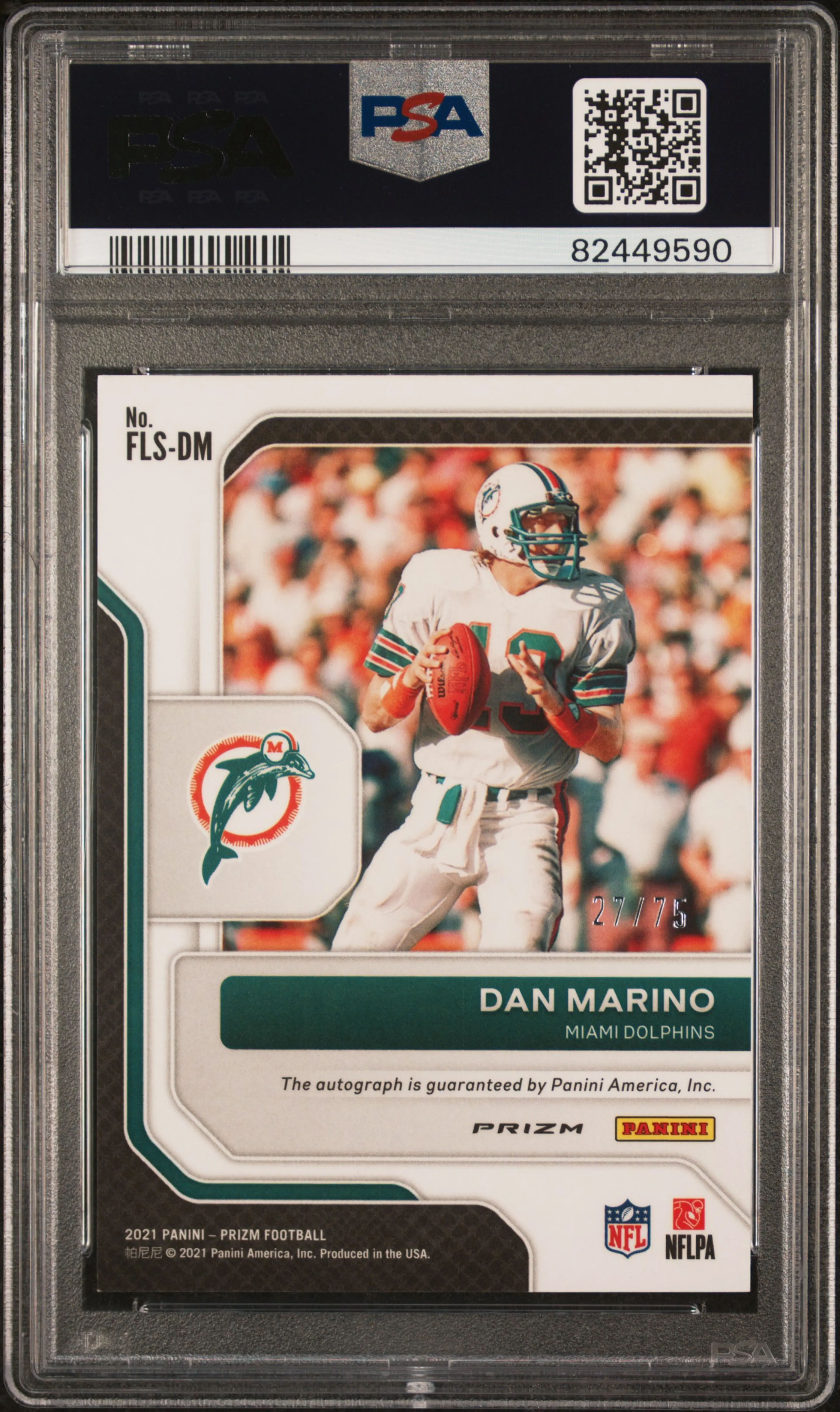 2021 Prizm Franchise Legends Signatures Dan Marino Blue Ice /75 PSA 9 MINT