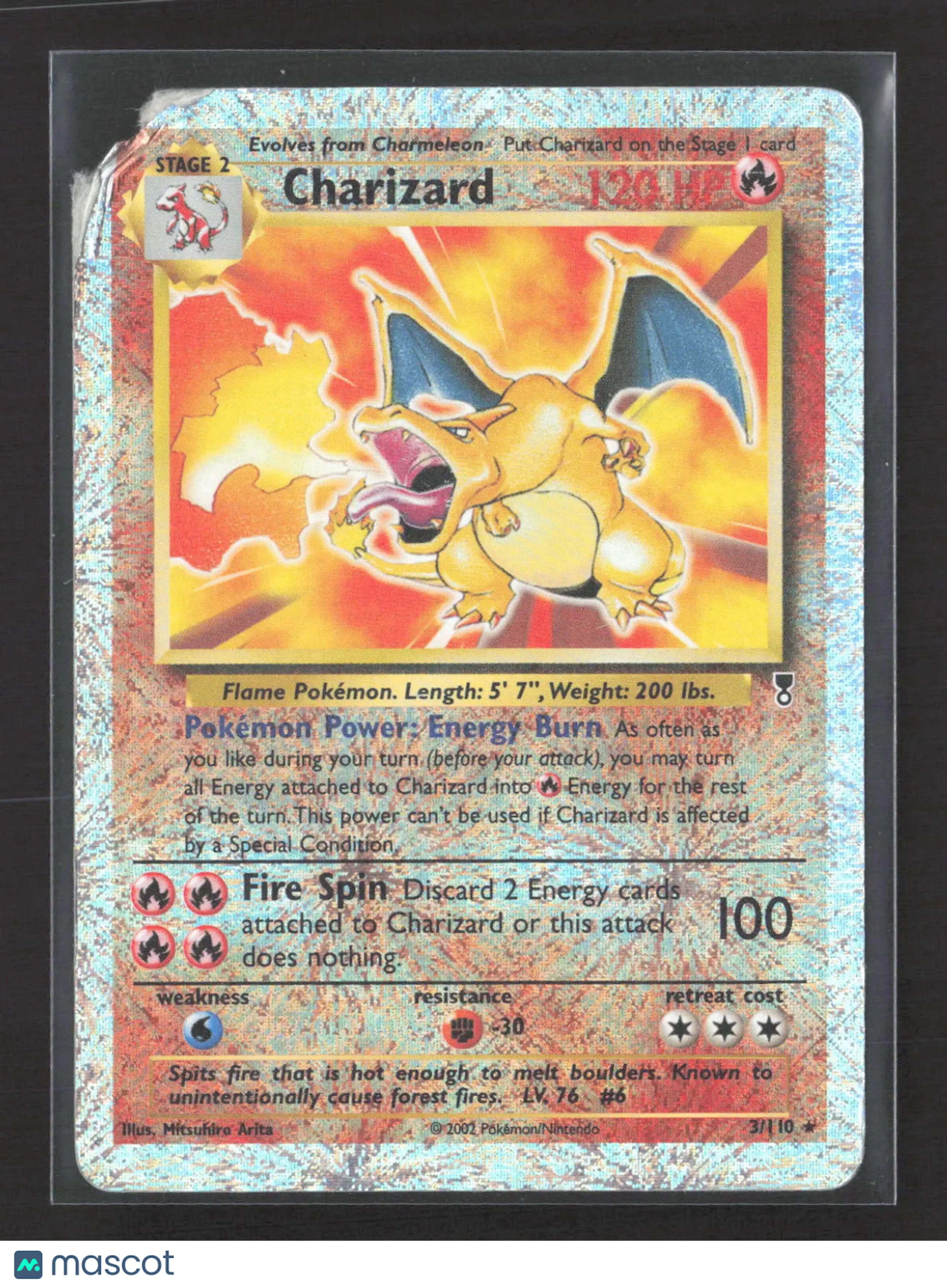 2002 Legendary Collection Charizard Reverse Holo Rare #3/110 | Loupe
